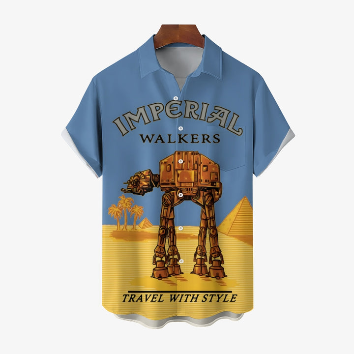 Travel with the Giant Armored Walker Print Shirt Short Sleeve Shirt 2406002522