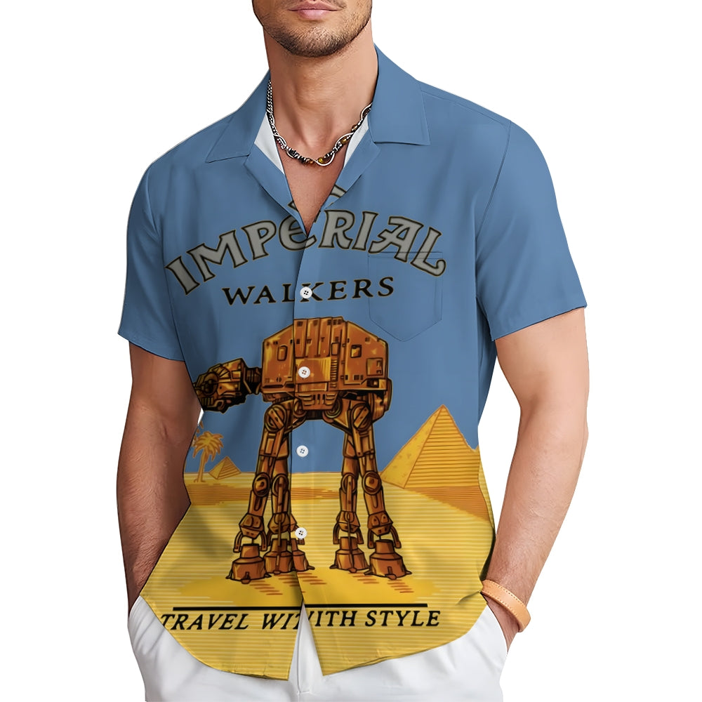 Travel with the Giant Armored Walker Print Shirt Short Sleeve Shirt 2406002522