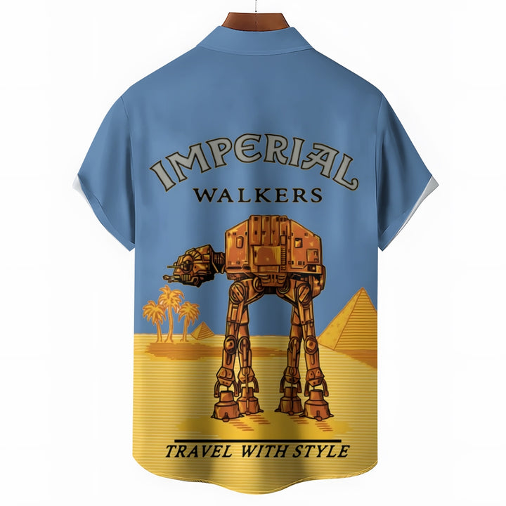 Travel with the Giant Armored Walker Print Shirt Short Sleeve Shirt 2406002522