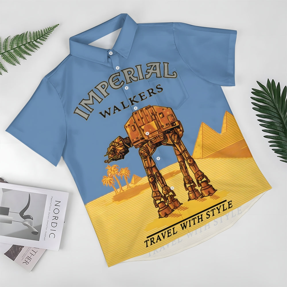 Travel with the Giant Armored Walker Print Shirt Short Sleeve Shirt 2406002522