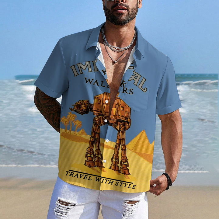 Travel with the Giant Armored Walker Print Shirt Short Sleeve Shirt 2406002522