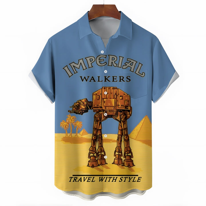 Travel with the Giant Armored Walker Print Shirt Short Sleeve Shirt 2406002522