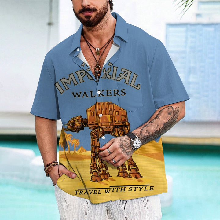 Travel with the Giant Armored Walker Print Shirt Short Sleeve Shirt 2406002522