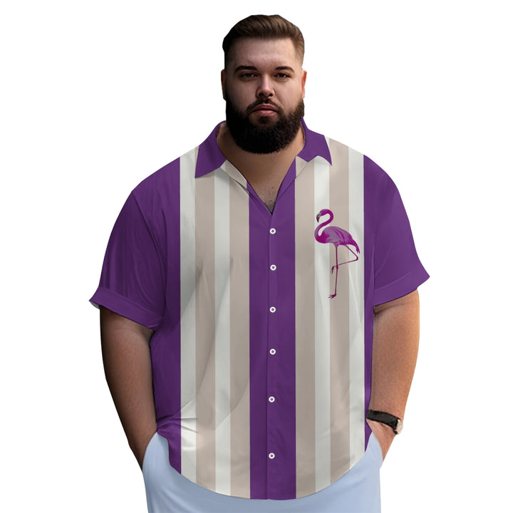 Multicolor Flamingo Oversized Bowling Short Sleeve Shirt