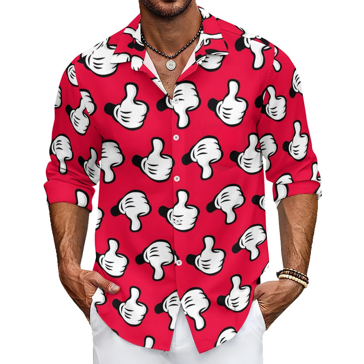 Men's Cartoon Casual Printed Long Sleeve Shirt 2402000095