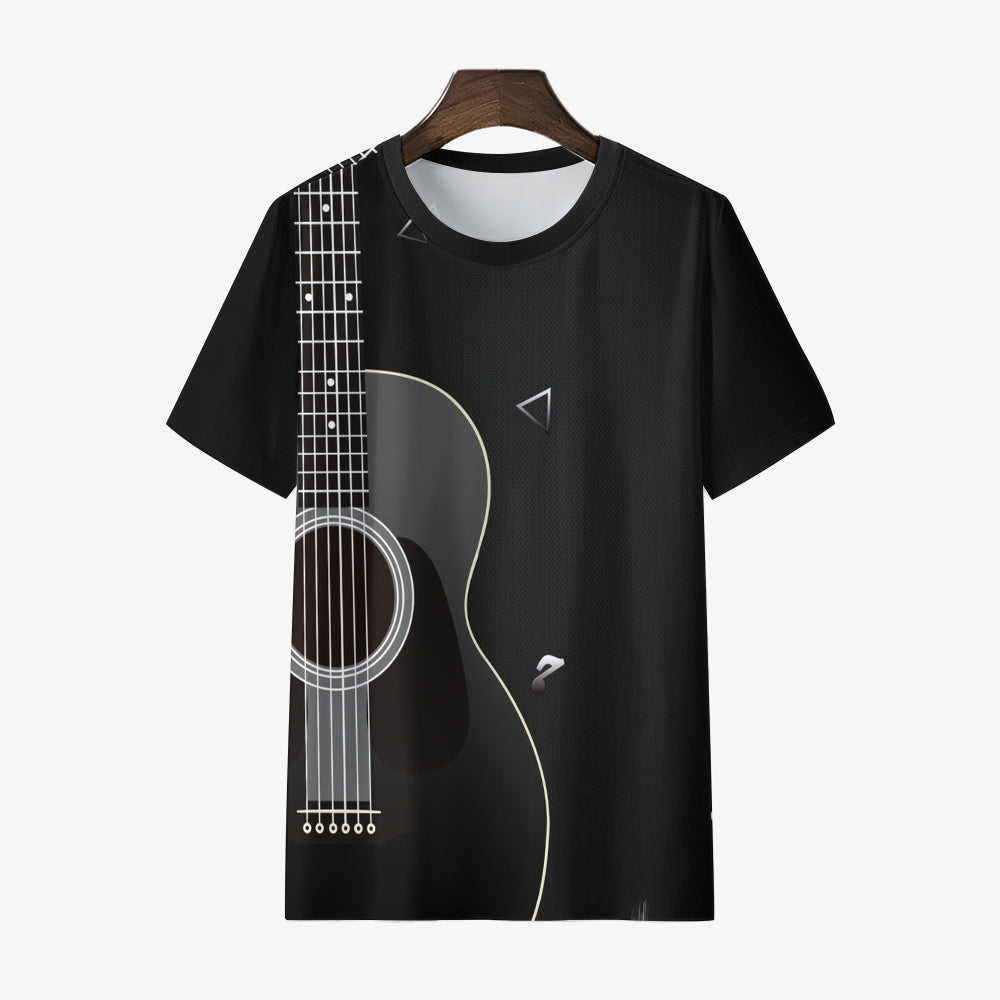 Men's Round Neck Guitar Art Print Casual T-Shirt 2312000383
