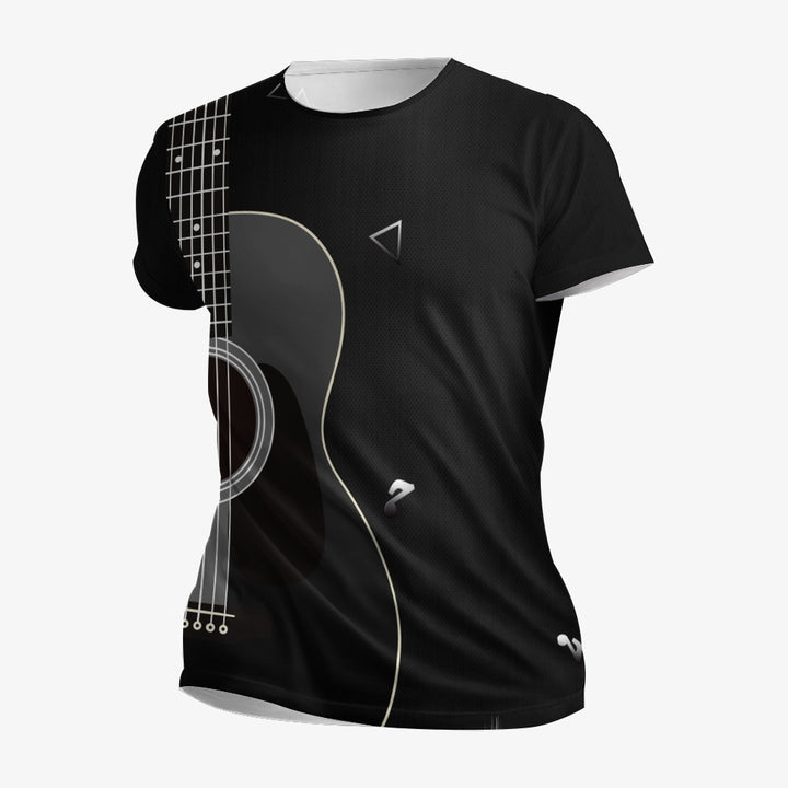 Men's Round Neck Guitar Art Print Casual T-Shirt 2312000383