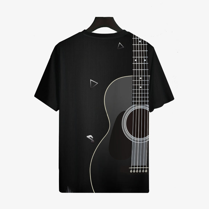 Men's Round Neck Guitar Art Print Casual T-Shirt 2312000383