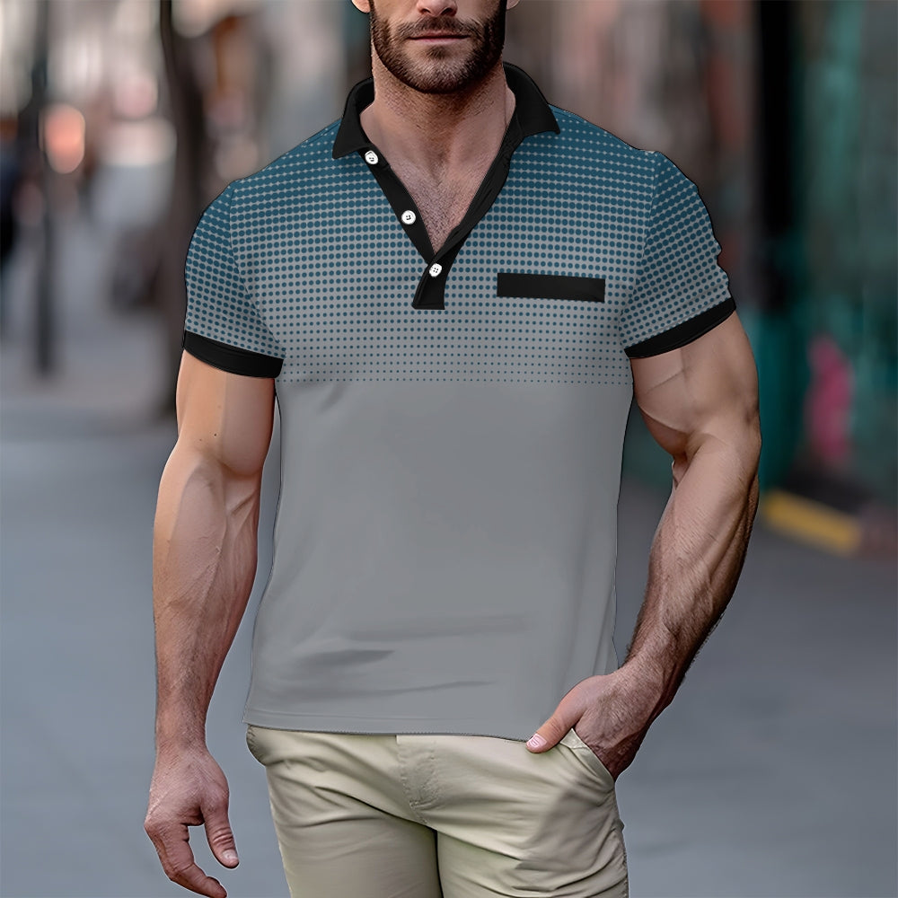 Men's Fashionable Gradient Polo Shirts 2408000112