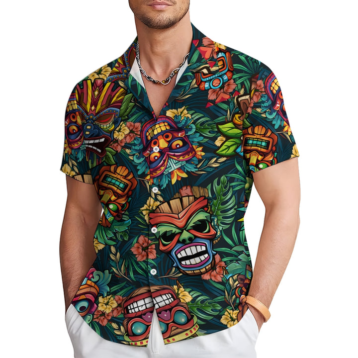 Men's TIKI Art Casual Short Sleeve Shirt 2312000359