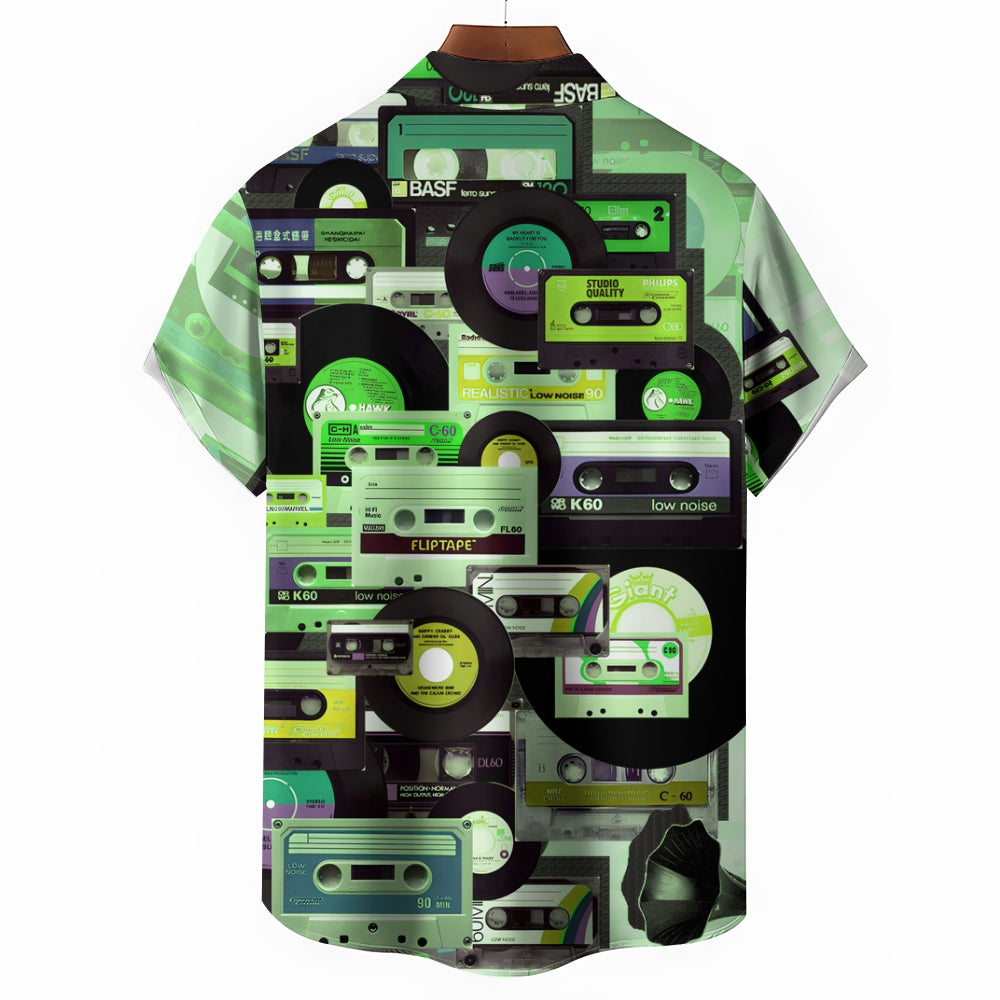 Men's All Over Tape Pattern Casual Short Sleeve Shirt 2306101724
