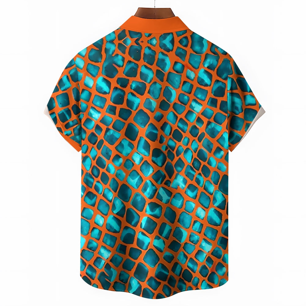 Geometric Color Block 3D Print Oversized Short Sleeve Shirt 2406001315