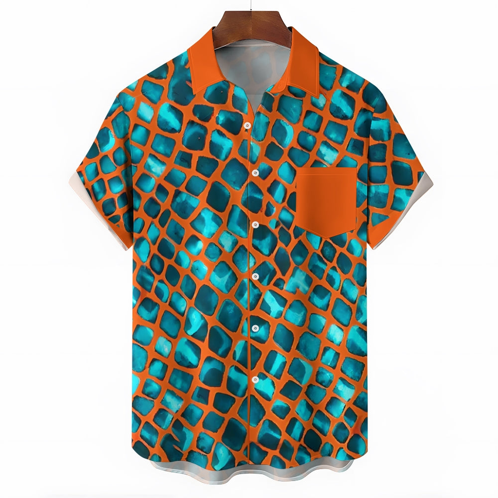 Geometric Color Block 3D Print Oversized Short Sleeve Shirt 2406001315