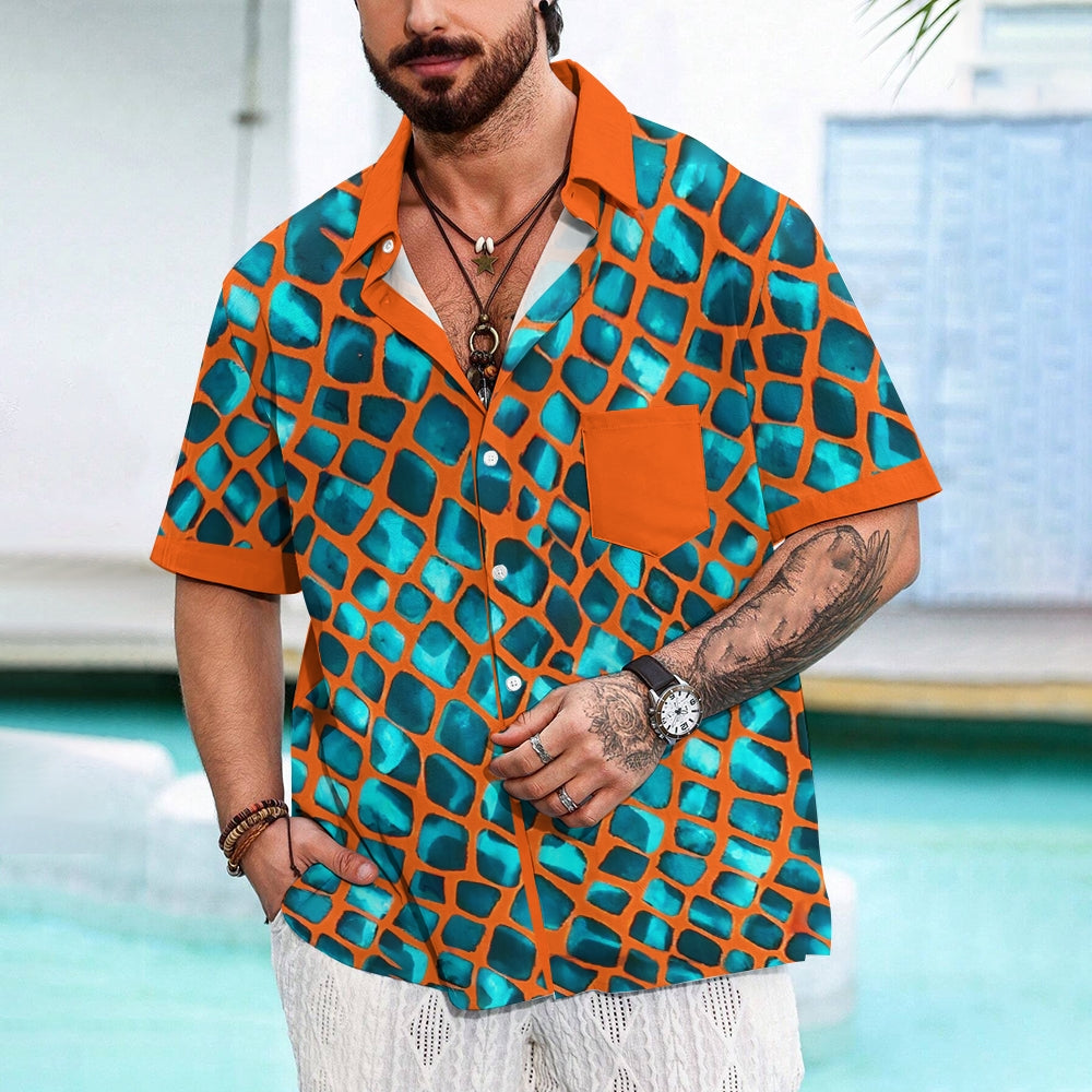 Geometric Color Block 3D Print Oversized Short Sleeve Shirt 2406001315