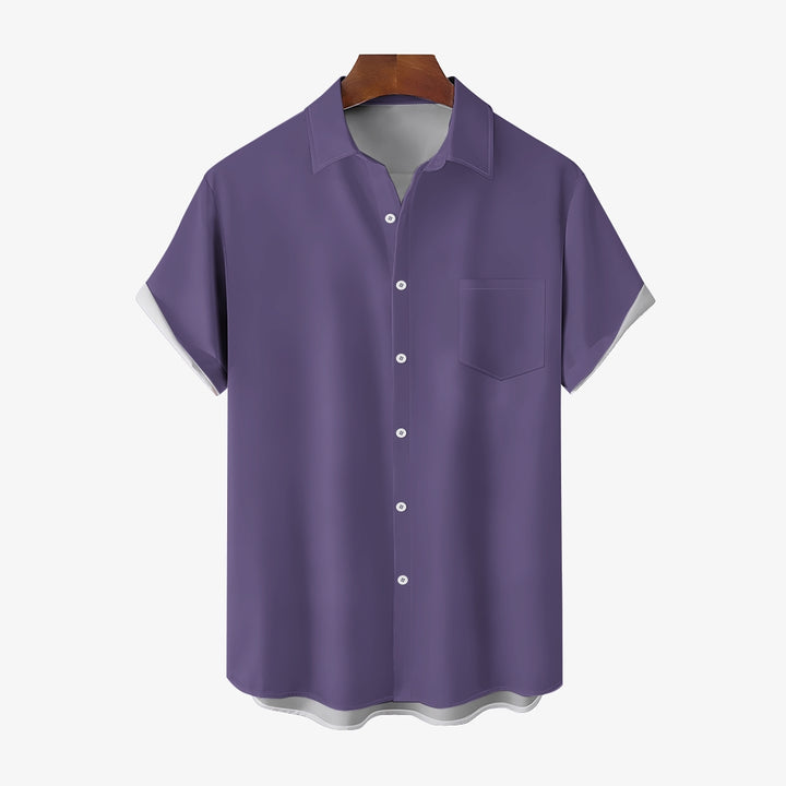 Men's Solid Color Casual Short Sleeve Shirt 2312000443