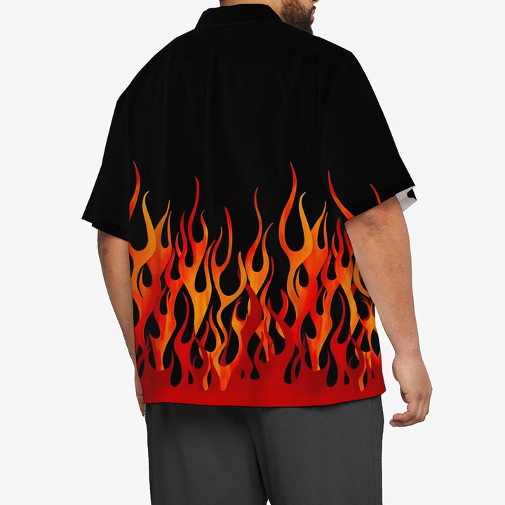 Chemise hawaïenne de vacances à imprimé flammes pour homme 2305105729