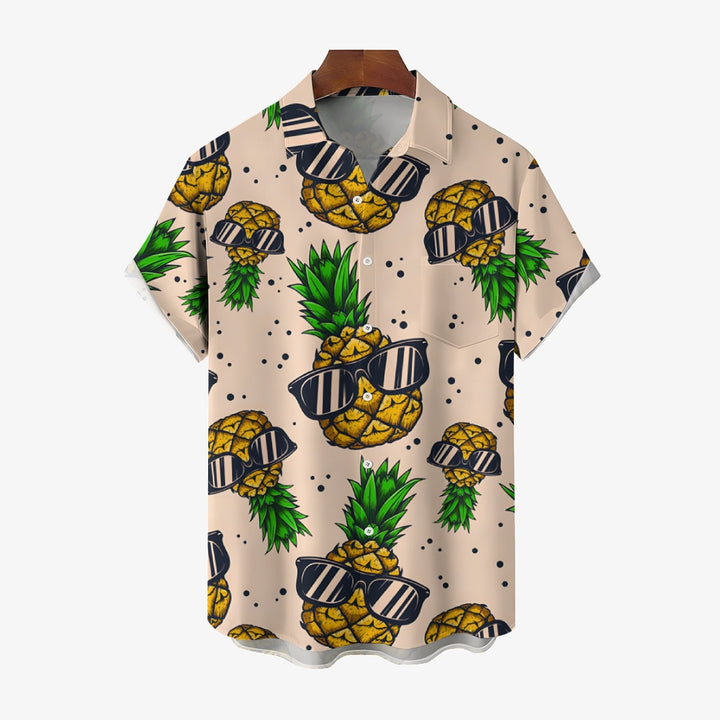 Hawaiian Sunglasses Pineapple Oversized Short Sleeve Shirt 2406001316