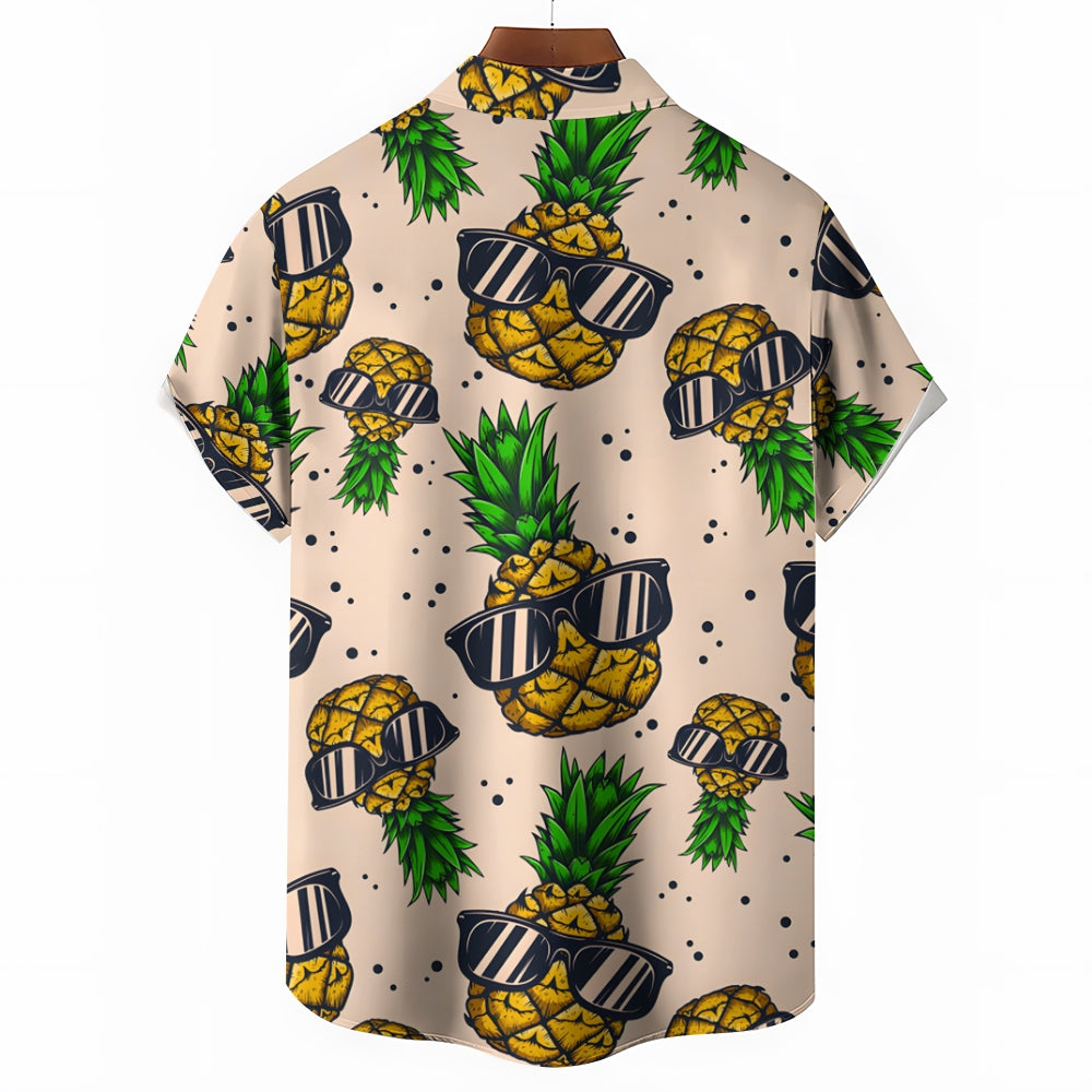 Hawaiian Sunglasses Pineapple Oversized Short Sleeve Shirt 2406001316
