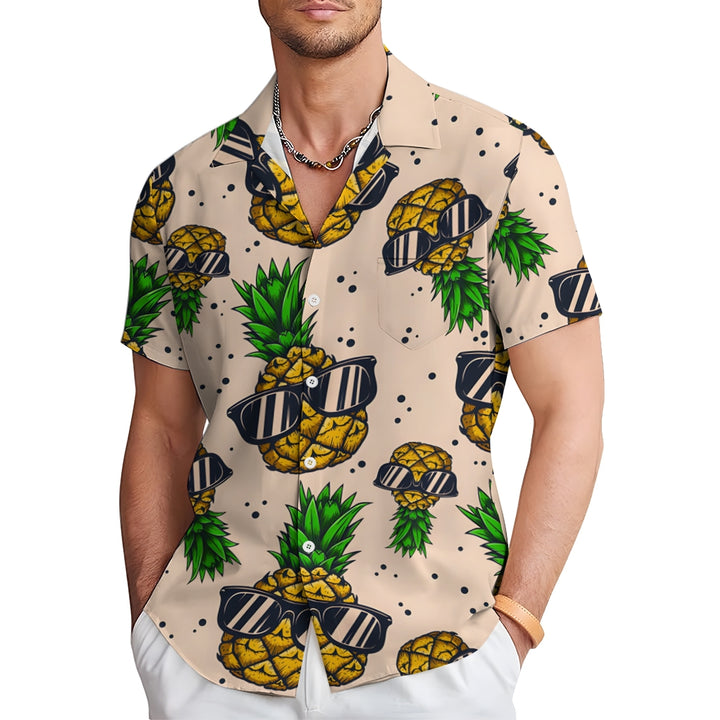 Hawaiian Sunglasses Pineapple Oversized Short Sleeve Shirt 2406001316