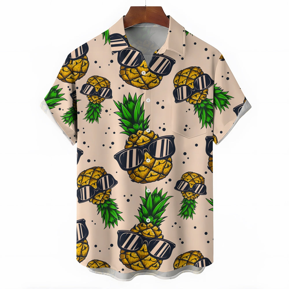 Hawaiian Sunglasses Pineapple Oversized Short Sleeve Shirt 2406001316