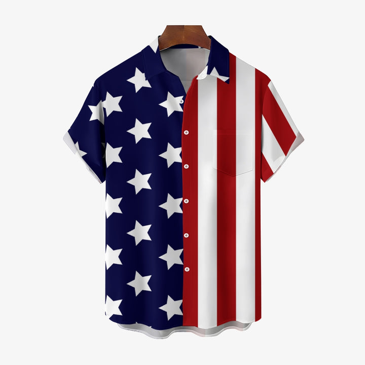 American Flag Print Independence Day Patriotism Short Sleeve Shirt 2406001484