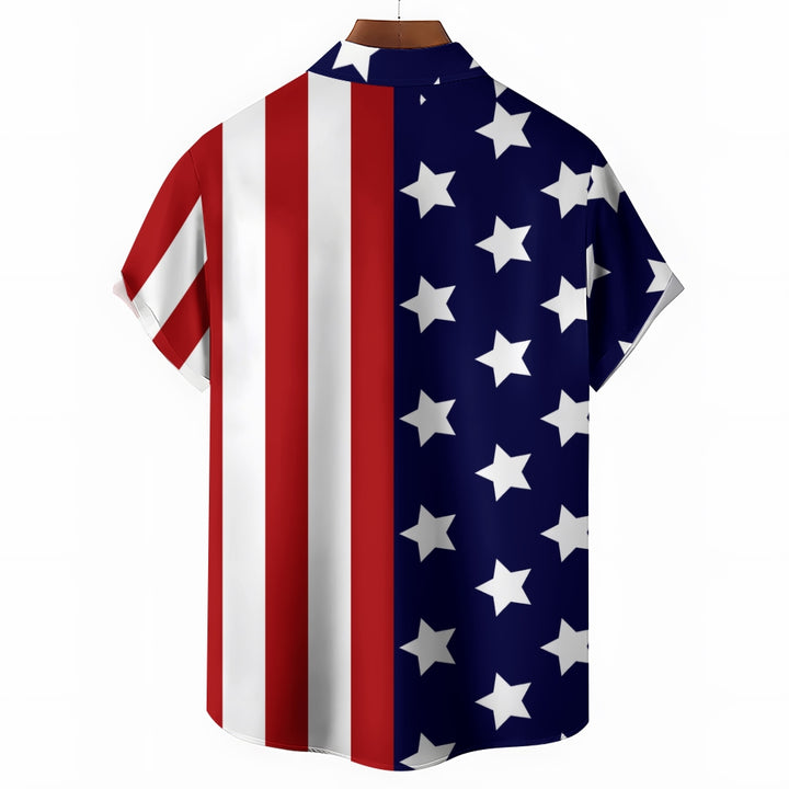 American Flag Print Independence Day Patriotism Short Sleeve Shirt 2406001484