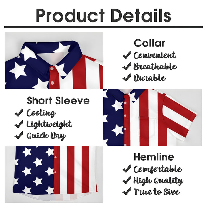 American Flag Print Independence Day Patriotism Short Sleeve Shirt 2406001484