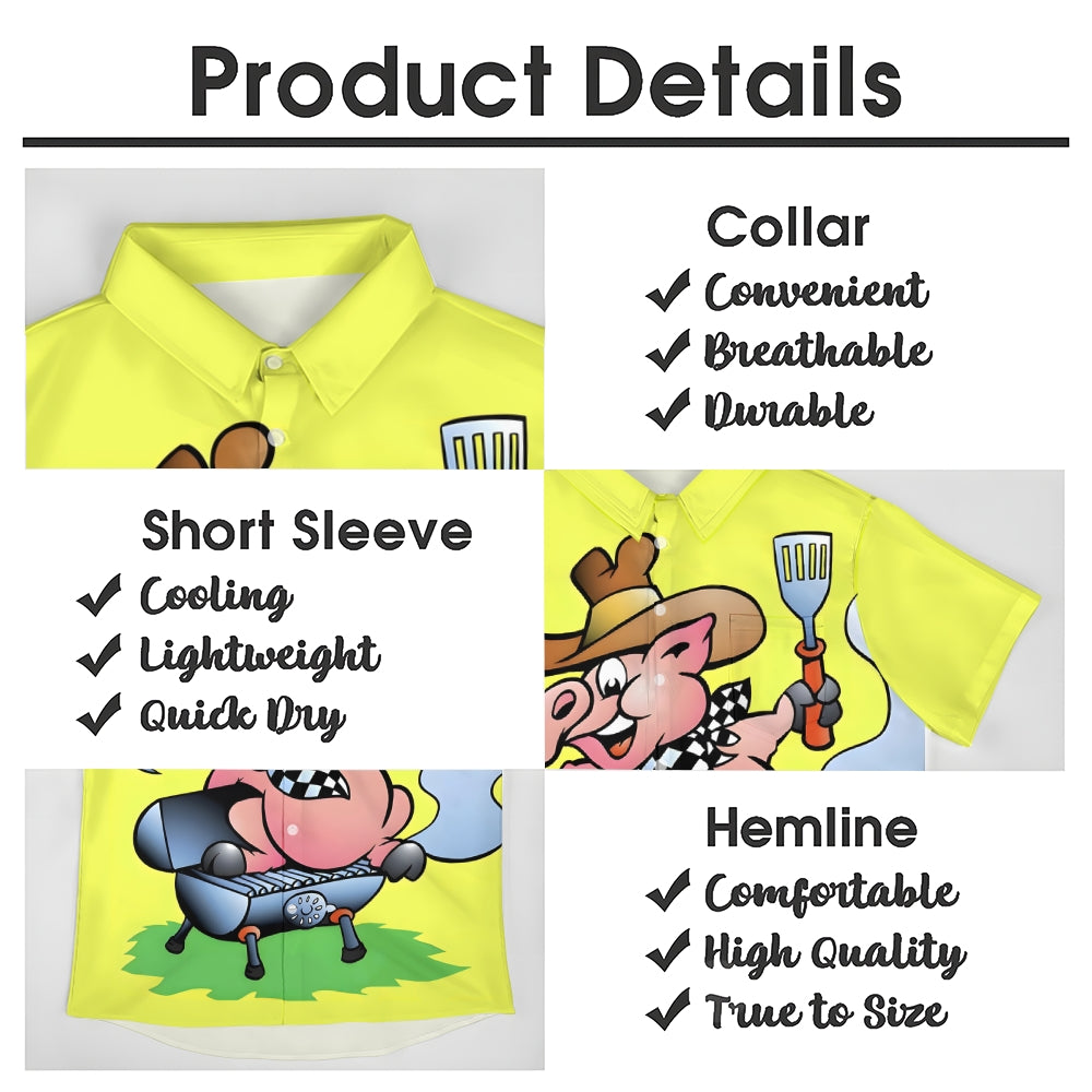 Men's BBQ Pig Chef Casual Short Sleeve Shirt 2310000981