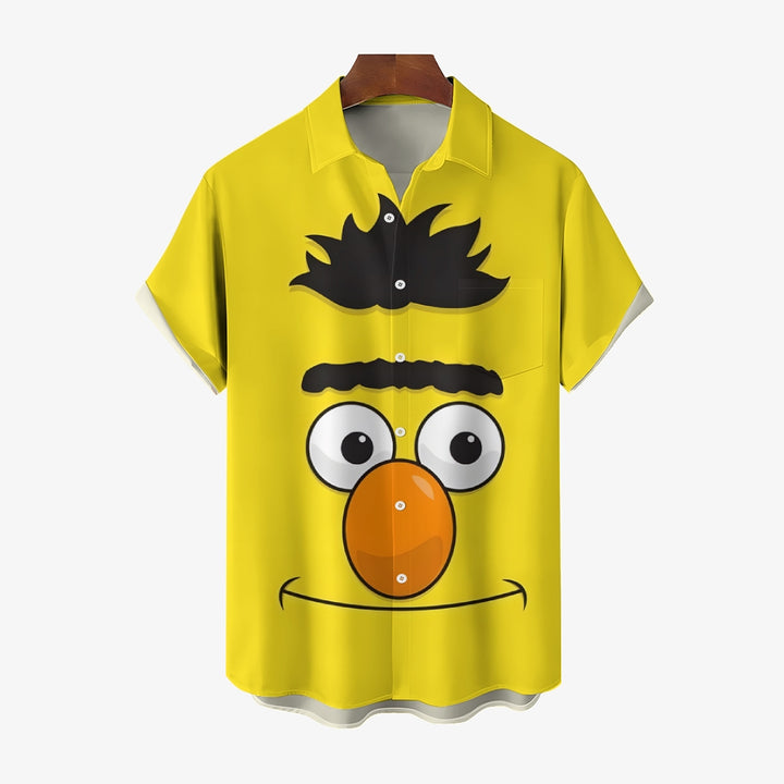 Casual Short-Sleeved Shirt Worn By Cartoon Characters With Friends 2401000301