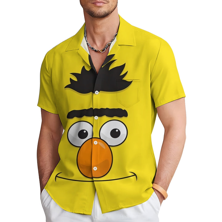 Casual Short-Sleeved Shirt Worn By Cartoon Characters With Friends 2401000301