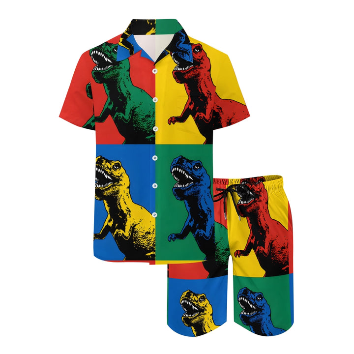 Men's Hawaiian Print Beach Two-Piece Suit 2305102308