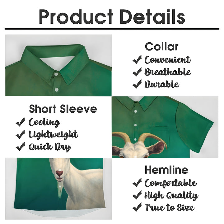 Cute Goats Print Casual Short Sleeve Shirt 2406001586