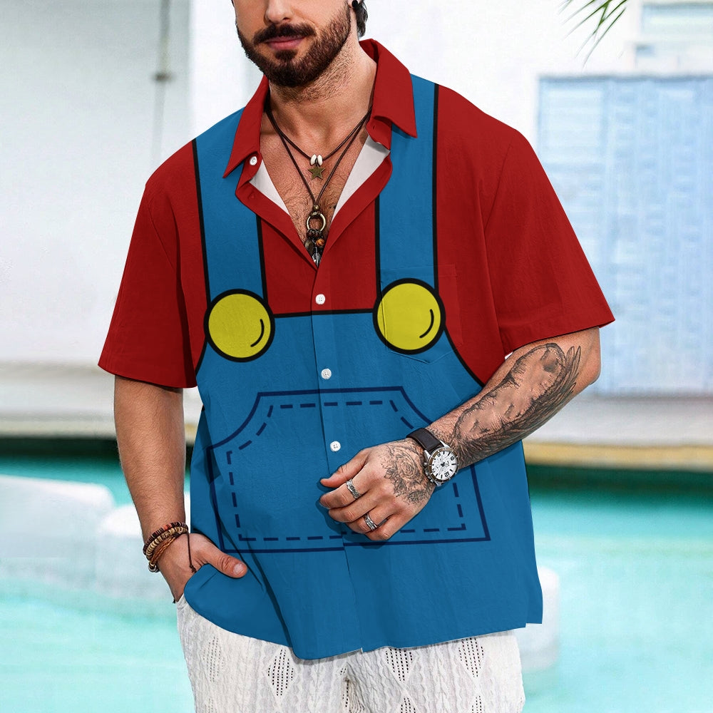 Game Cartoon Chest Pocket Casual Printed Short Sleeve Shirt 2406001683