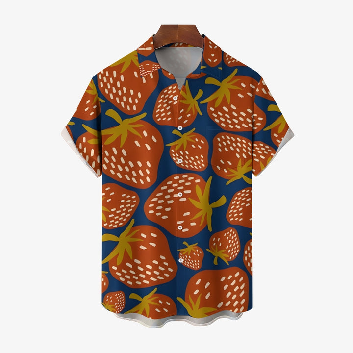 Men's Hawaiian Strawberry Casual Short Sleeve Shirt 2401000345
