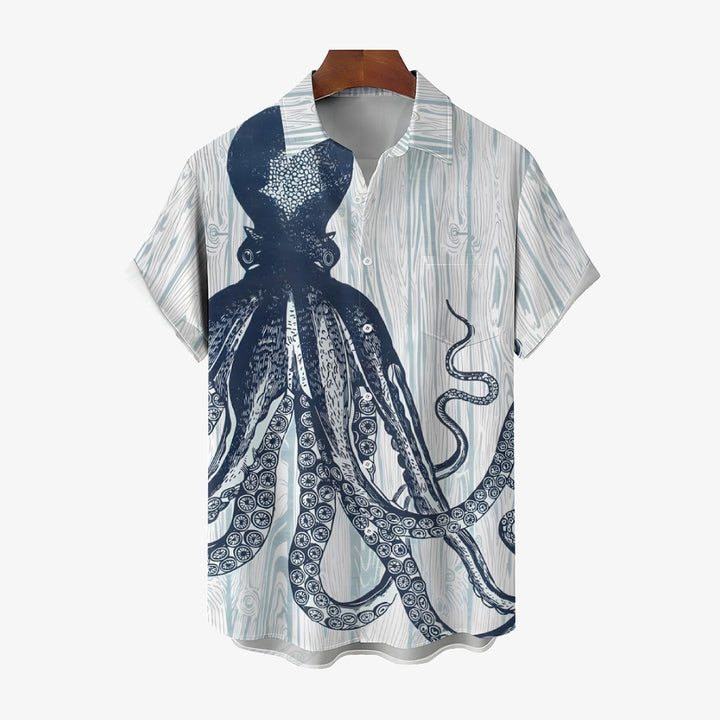 Hawaiian Octopus Oversized Short Sleeve Shirt 2406001768