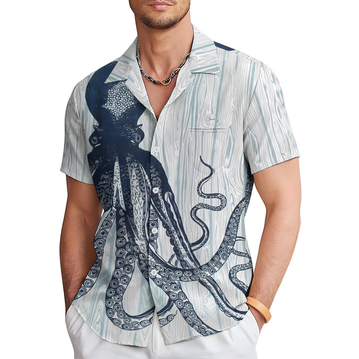 Hawaiian Octopus Oversized Short Sleeve Shirt 2406001768