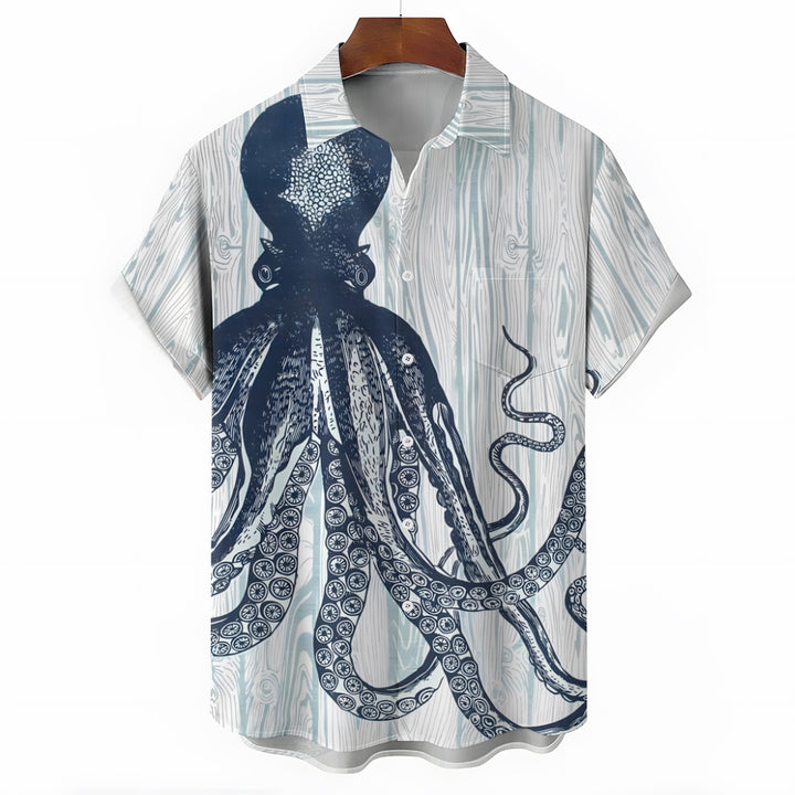 Hawaiian Octopus Oversized Short Sleeve Shirt 2406001768