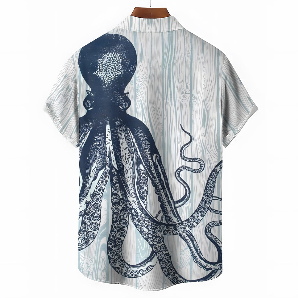 Hawaiian Octopus Oversized Short Sleeve Shirt 2406001768