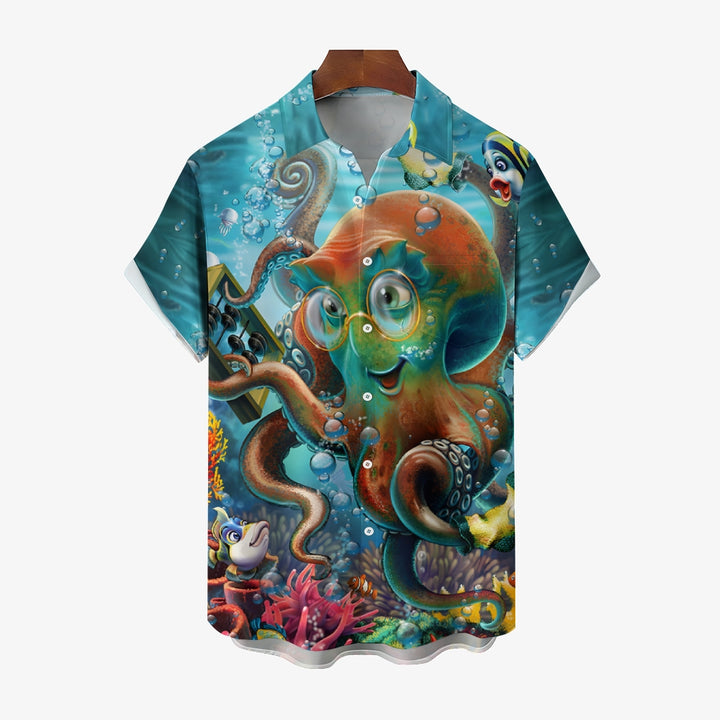 Underwater World Octopus Casual Short Sleeve Shirt 2312000482