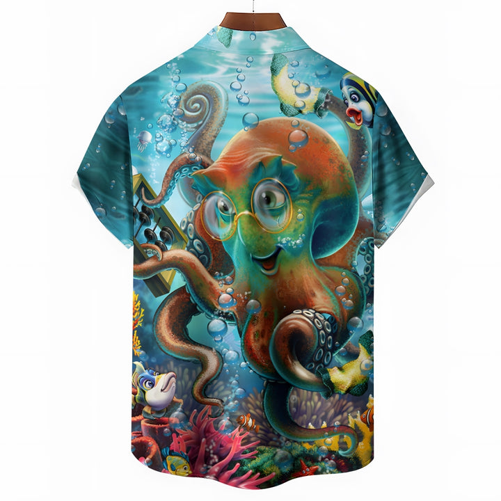 Underwater World Octopus Casual Short Sleeve Shirt 2312000482