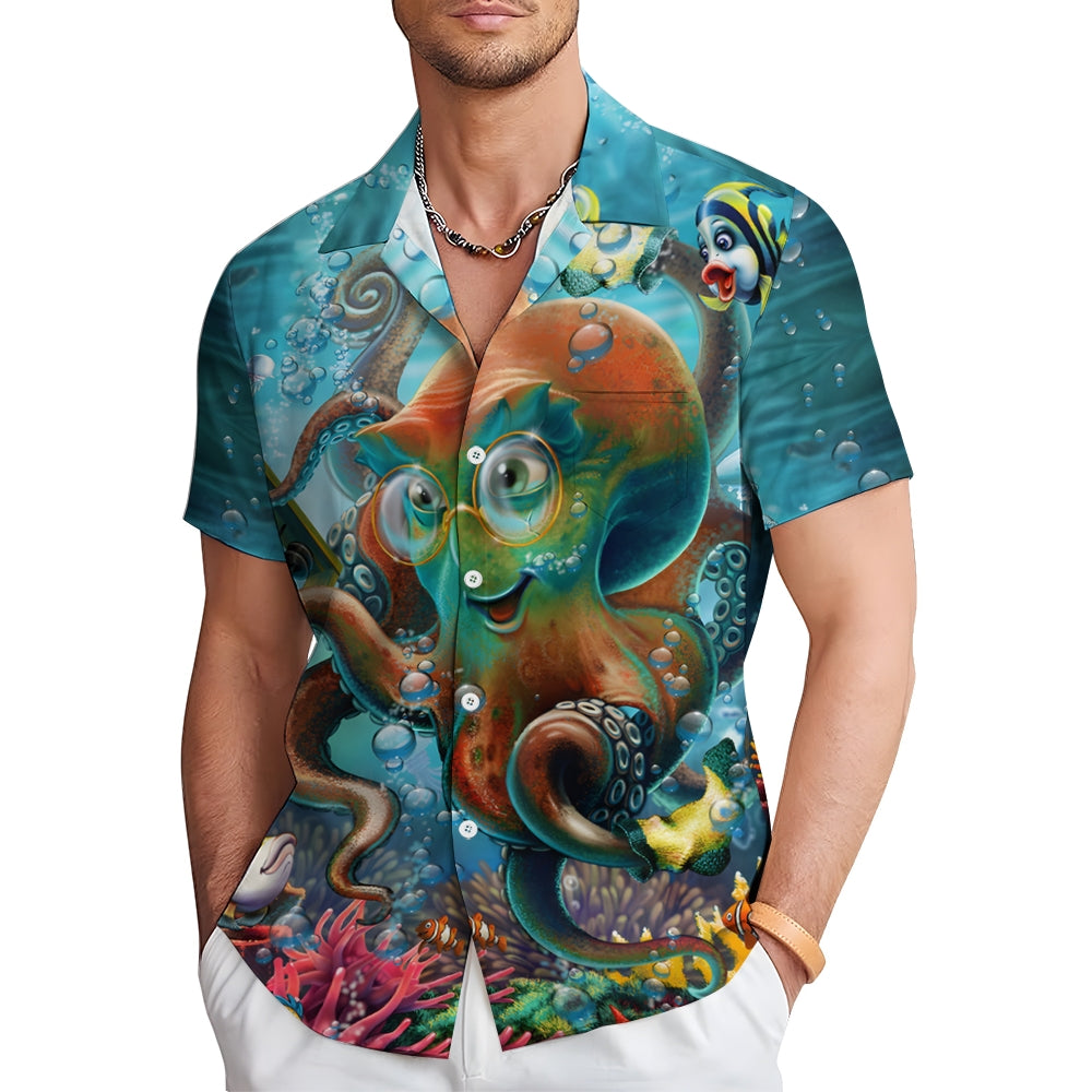 Underwater World Octopus Casual Short Sleeve Shirt 2312000482