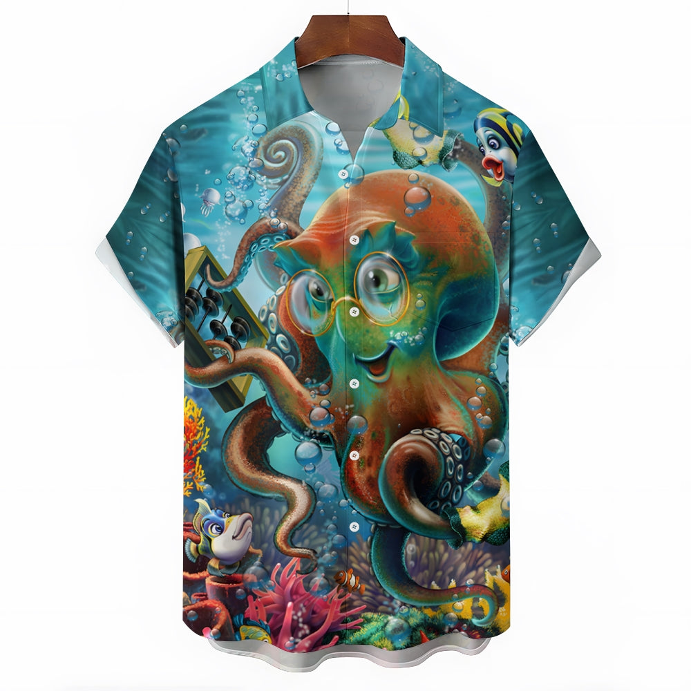 Underwater World Octopus Casual Short Sleeve Shirt 2312000482