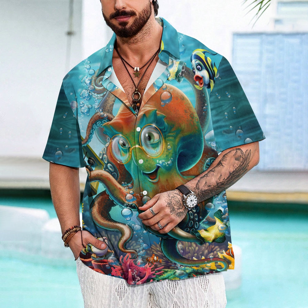 Underwater World Octopus Casual Short Sleeve Shirt 2312000482