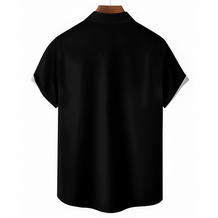 Musical Print Bowling Shirt Short Sleeve Shirt 2406001928