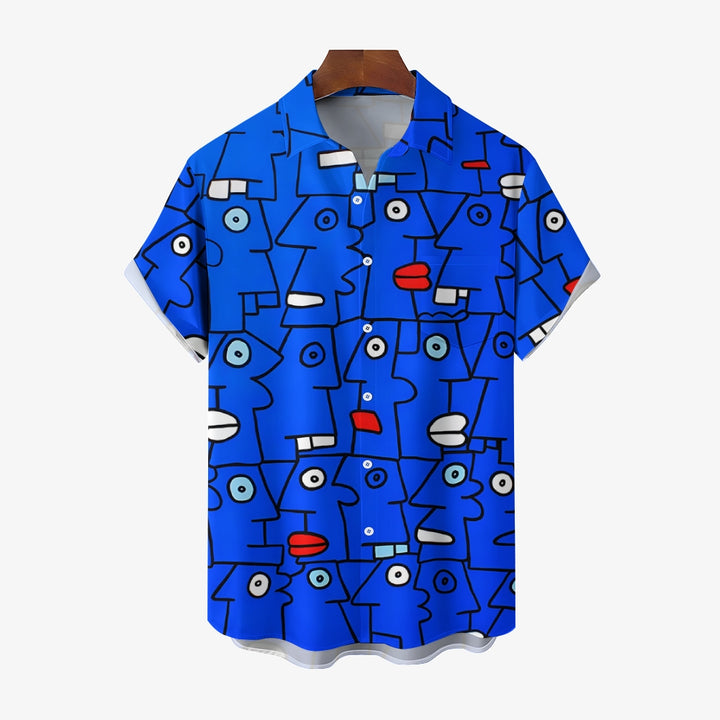 Men's Abstract Geometric Art Casual Short Sleeve Shirt 2401000134
