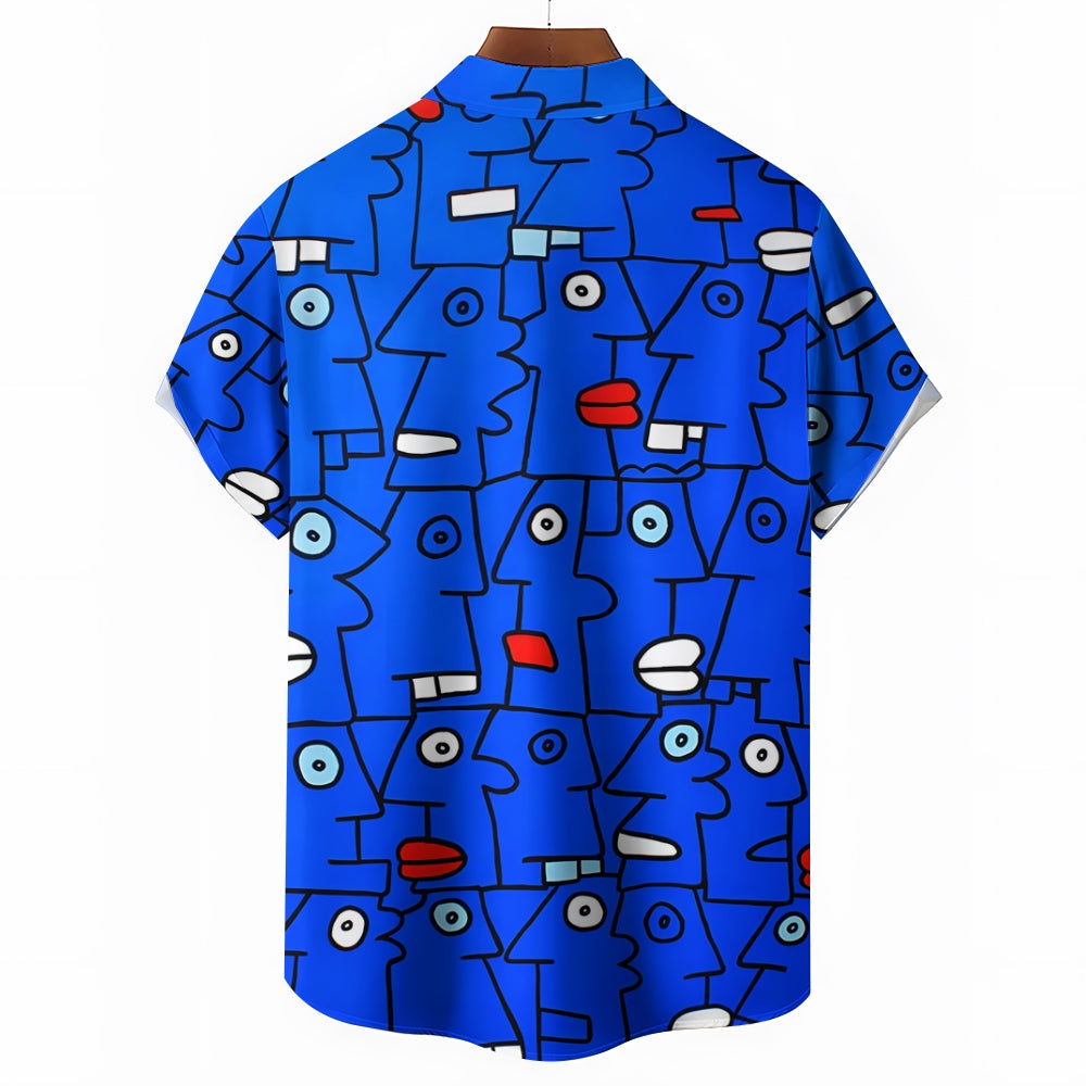 Men's Abstract Geometric Art Casual Short Sleeve Shirt 2401000134