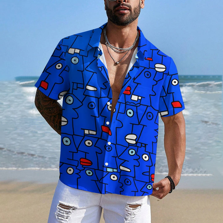 Men's Abstract Geometric Art Casual Short Sleeve Shirt 2401000134