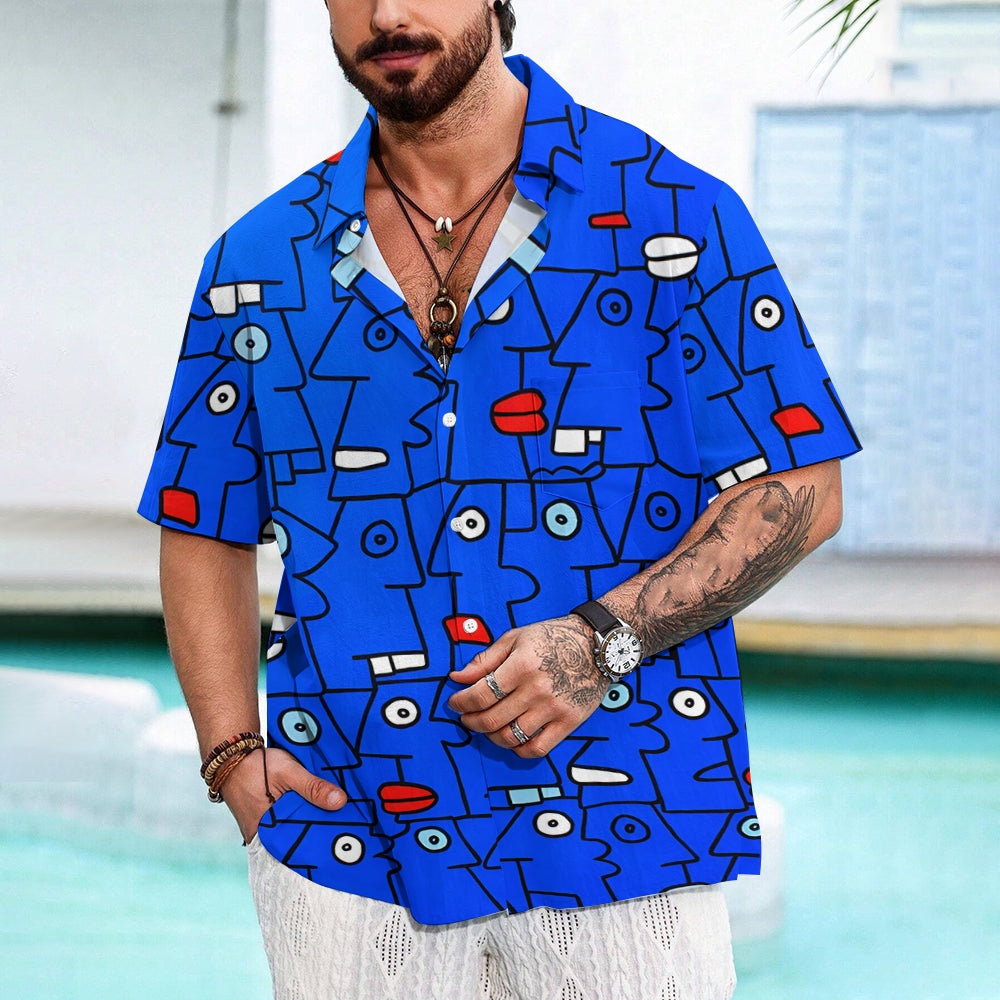 Men's Abstract Geometric Art Casual Short Sleeve Shirt 2401000134