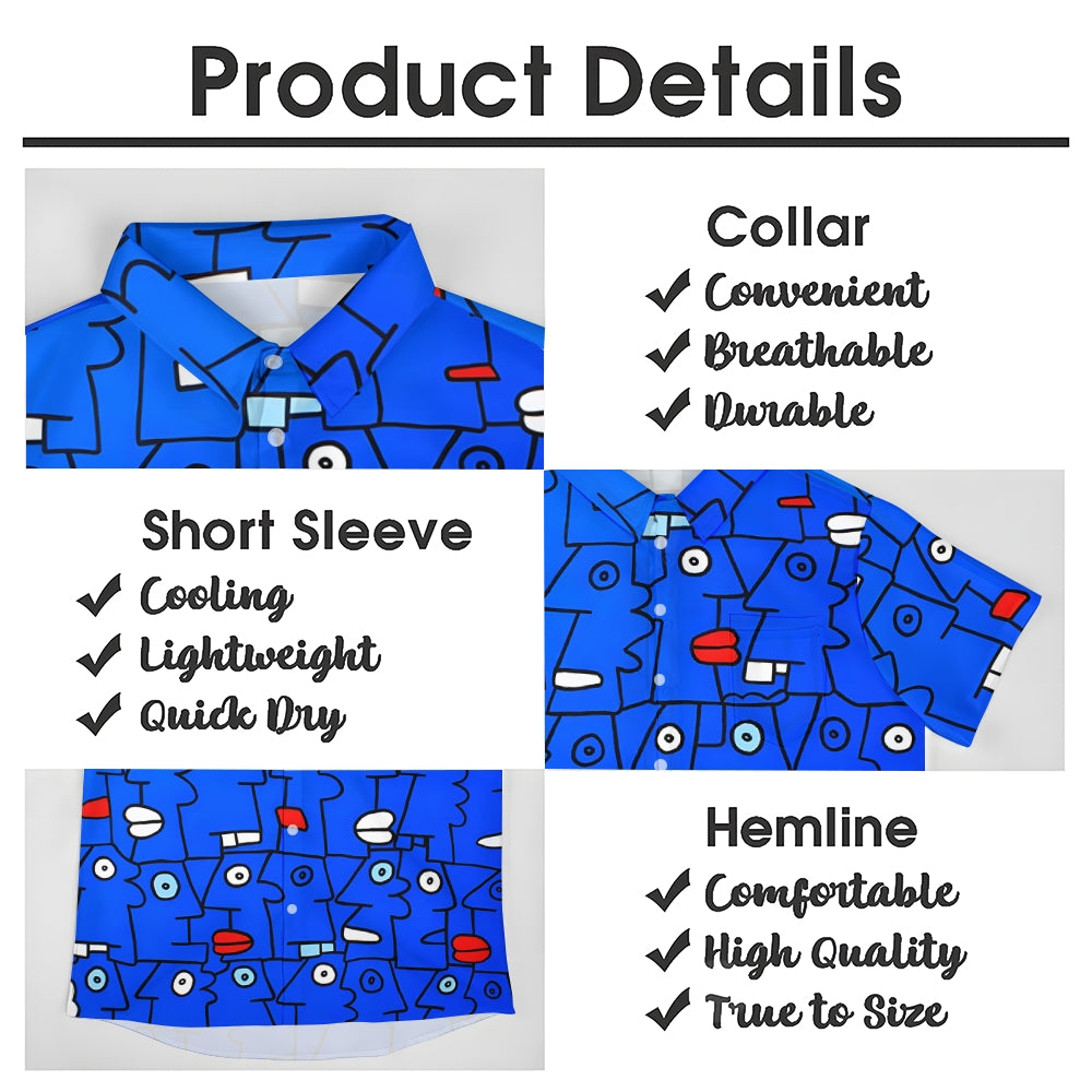 Men's Abstract Geometric Art Casual Short Sleeve Shirt 2401000134