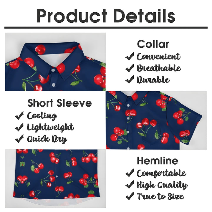 Men's Cherry Print Casual Short Sleeve Shirt 2402000130